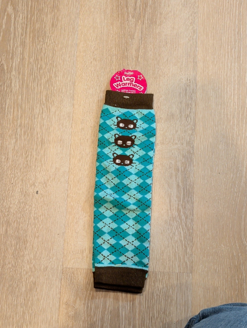 2005 Turquoise Argyle Cat Knee High Leg Warmers Chococat Sanrio